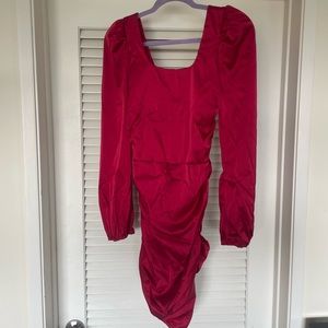 Red Holiday Dress ruched down the side and back